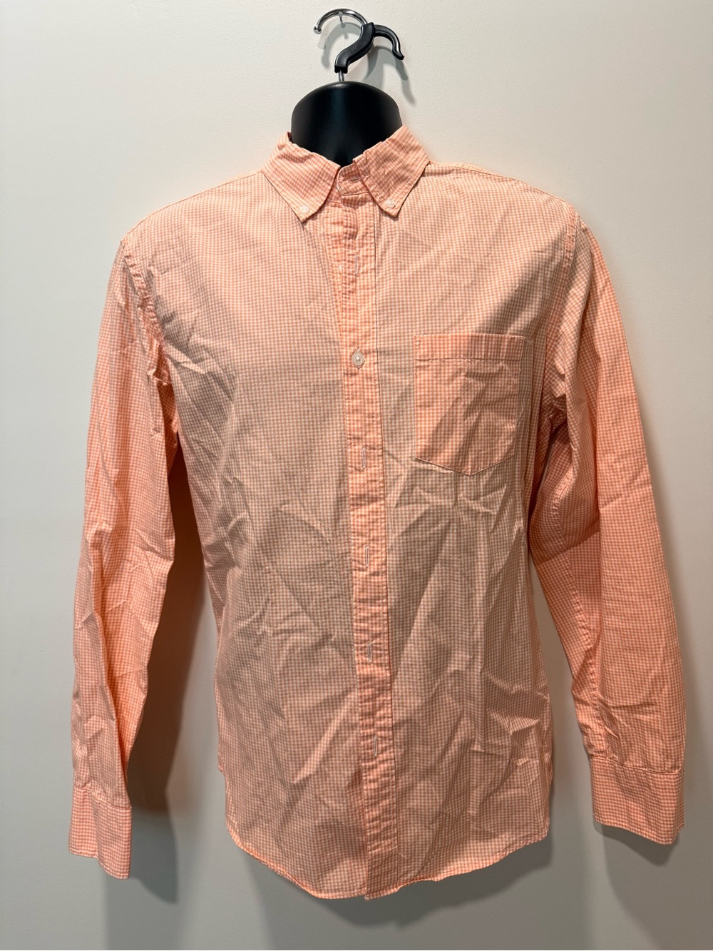 J. Crew Men's Peach Gingham Button-Down Shirt